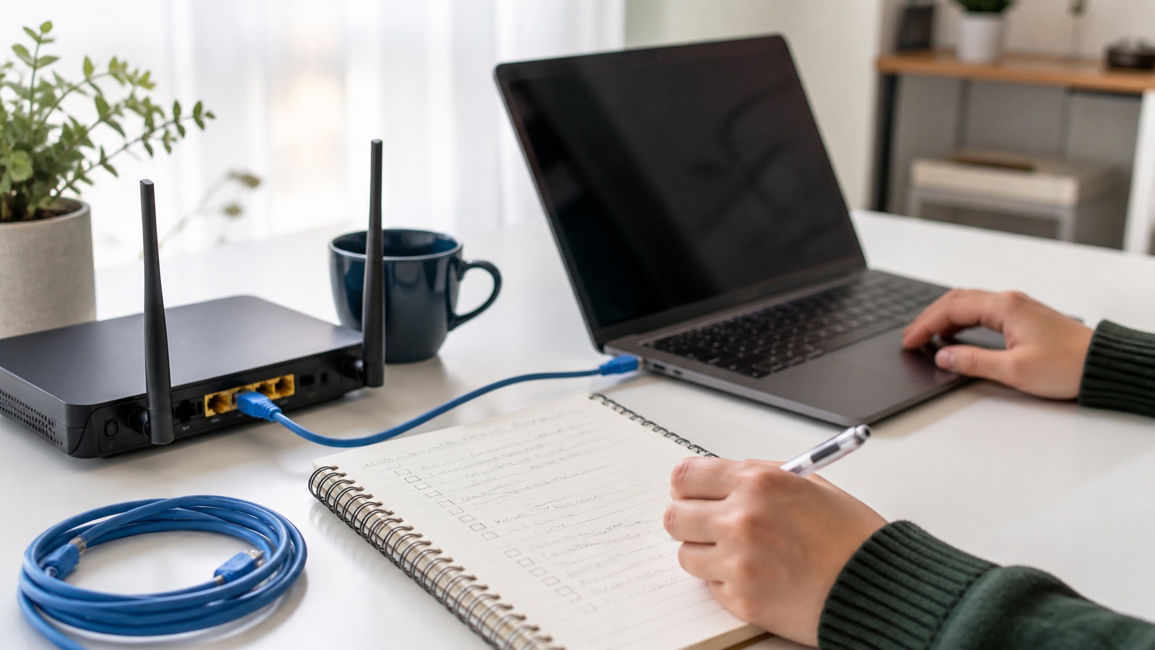 A beginner documenting a laptop and home-network troubleshooting process