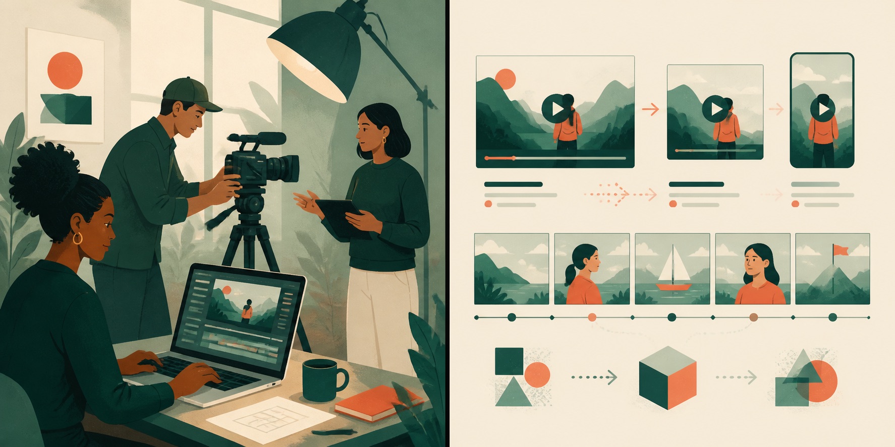A creative team producing a business video